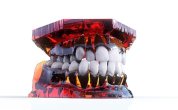 Model 3D zaciśnieta szczęka zęby